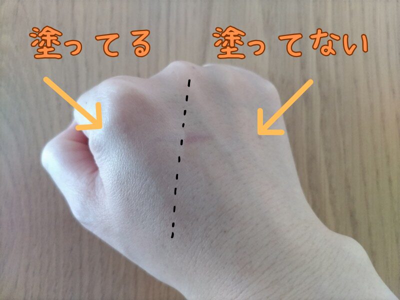 コンシーラーを塗ってる部分と塗っていない部分